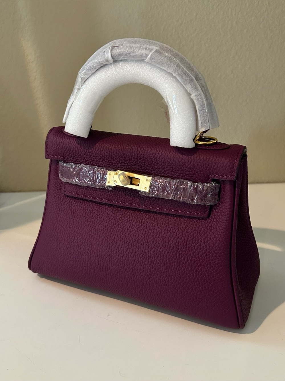 20cm Purple Mini Leather Satchel